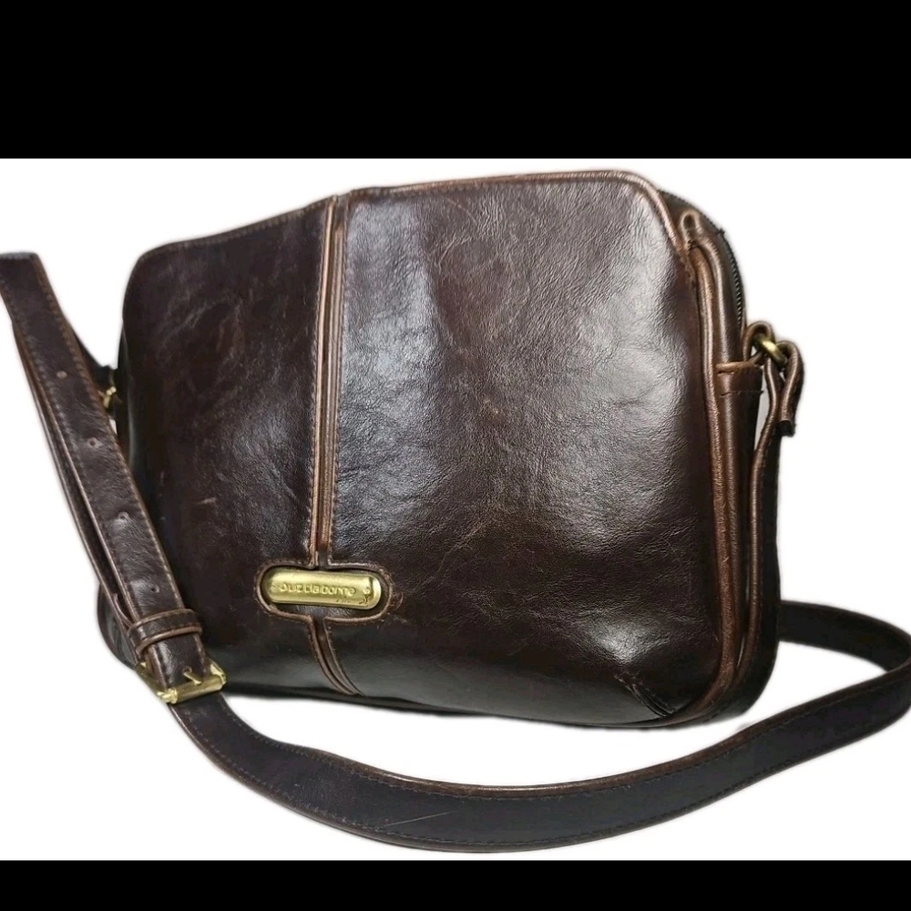 Liz Claiborne Brn Leather VTG Satchel PurseโGold Hardware Cottage Retro Y2k Boho